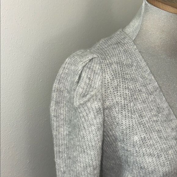 1State 1 State grey gray button cardigan sweater small s puff sleeve - Picture 3 of 7